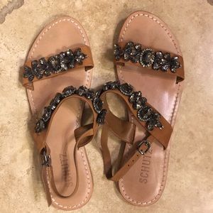 Schutz leather sandals with gemstones
